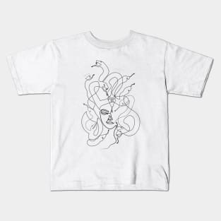 Medusa | One Line Drawing | One Line Art | Minimal | Minimalist Kids T-Shirt